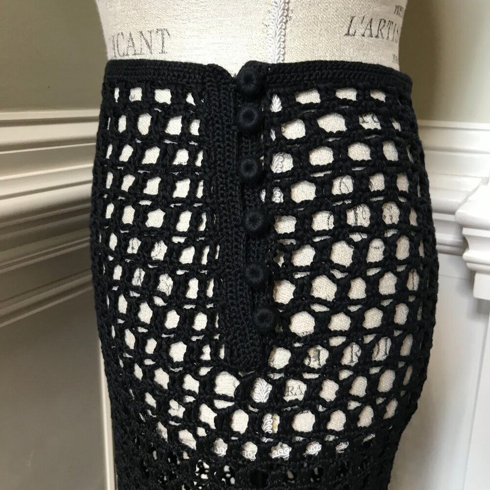 NWOT Marysia Crochet Maxi Skirt Cover Up Womens XXL Black Cotton Fringe Swim NEW - Picture 10 of 13